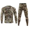 Thermisch ondergoed voor heren Buitensporten Fietsen Sets Heren Winter Warm Stretch Camouflage Tactische trainingspakken Fitness Fleece Lange onderbroek