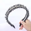 Diamond-studded Lace Chain Headband Fashion Full-drilled Striped Personality Raw Edge Fabric Hairpin For Woman