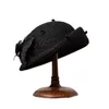 Headpieces inverno vintage malha chapéu francês casamento pogal headwear para mulher fresco e doce redondo impecável feltro