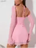 Stedelijke sexy jurken Colysmo Sweet Flare Sle roze jurk vrouwen sexy lente mesh backless mini vestidos jer vakantie zonnejurk party club outfitL231215