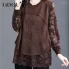 Women's Sweaters 2023 Autumn Winter Solid Jacquard Weave Long Sleeve Women Knitting Pullovers Lace Patchwork Casual Tops Jumpers