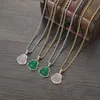 Hänge halsband rostfritt stål repkedja mikro pave kubik zirkongrön natursten buddha pendantsnecklace för män och wome251s