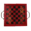 체스 게임 32pcs 세트 중국 나무 테이블 보드 조각 수집품 선물 접이식 보드 골동품 231215