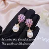 Stud rétro haut de gamme améthyste perle boucles d'oreilles avec 925 timbre tempérament goutte d'eau violet Zircon femme fête cadeau 231214