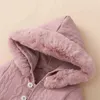 Set di abbigliamento 0-18 mesi Set di vestiti per neonata per neonato Pagliaccetto a maniche lunghe con cappuccio Pantaloni elastici Autunno Inverno Abiti Abbigliamento per bambini