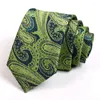Pajaritas 7 cm Geometría Impresión Verde Caballeros Negocios Corbata Moda de alta calidad Cuello formal para hombres Traje Trabajo Corbata