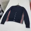 TB Cashmere Wool Knitted 2021 Winter/Spring Sweater Thick 19ss Grey Cardigan Men's and Women's Side Ribbon Couple Coat