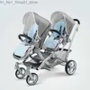 Barnvagnar# Luxury Twin Baby Barnvagn kan sitta eller ligga ner högt landskap barnvagnsljus och chockbeständigt fällbara dubbla baby tillbehör Q231215