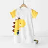 Strampler 3 Monate bis 2 Jahre altes Babykostüm Jungen Cartoon Dinosaurier Strampler Sommerkleidung Kleinkind Kurzarm Onesie Infantil JumpsuitL231114