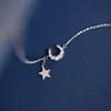 Medaglioni Squisito Flash Diamond Moon Star Nappa Cute Clavicola Catena Ciondoli in argento sterling 925 per le donne Regalo di compleanno Fine Jew213N