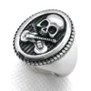 5 pièces taille 7-14 anneau de guitare crâne en argent doré en acier inoxydable 316L homme garçon Biker Rock musique crâne Ring278R