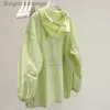 Others Apparel Fashion Fluorescent Hooded Jacket Women Sun Protection Clothing Korean Loose Thin Sunsn Outwear Casual Zipper Basic CoatL231215