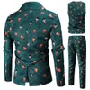 Herenpakken Blazers Hoge kwaliteit Mannen Casual Pak Blazer Vest Broek Kerstprint Straat Hiphop Mode Slanke Banket Party Mannen Pakken 231214