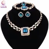 Wedding Party Accessories Crystal Gem Jewelry Sets For Women African Beads Necklace Bracelet Earrings Ring Set Christmas Gift3134
