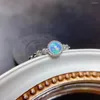 Cluster ringen mooie natuurlijke opaal edelsteen ring voor vrouwen echt 925 zilver vuurwerk kleur Gem verjaardagsfeestje cadeau L 5,5 mm maat ovaal