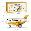 Diecast Model car TEMI Kids Airplane Car Toys Simulation Inertia Aircraft Music Stroy With Light Passenger Plane Diecasts Kids Educational Toy 231214