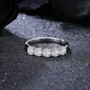 クラスターリングSeasky Pure 925 Sterling Silve Moissanite for Women Sparkling VVS1 Dカラーウェディングエンゲージメントダイヤモンドリングファインジュエリー