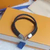 2021 new men's braided rope leather bracelet fashion personality high-quality jewelry2615