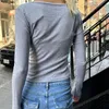 Maglioni da donna Canotte sexy Henley Crop Top Fairy Grunge Scollo a V Tinta unita Camicia a maniche lunghe Casual Slim Fit Tee Streetwear Y2k 231215