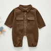 Strampler geboren Jungen Mädchen Cord Overalls Kleidung Frühling Herbst Baby Langarm Kinder 0 3 Jahre 231214