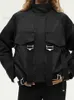 Kvinnors jackor RR2784 WaterProot Black Bomber Jackets för kvinnor Traf Officiell butik Kontrast Höghals Långa ärmar med matchande bandrock T231215