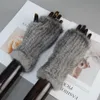 Five Fingers Gloves Winter mink fur gloves for women Real Fur Gloves 20CM Fashion elasticity Genuine Glove Knitted Mink Fur Fingerless 231214