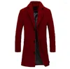 Men's Trench Coats Autumn Winter Fashion Woolen Solid Color Single Breasted Lapel Long Coat Jacket Casual Overcoat Plus Size 9 Colors