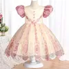 Girl Dresses Flower Boy Bubble Sleeve Princess Dress Elegant Piano Performance Lace Short Skirt Embroidered Petal Wedding