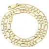Mens Real 10k Yellow Gold Figaro Chain 4mm Halsband Hög polerad 16-30 tum191i