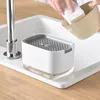 Płyn mydełka manualna prasa naczyń do naczyń pojemnik na gąbkę do mycia kuchni akcesoria do mycia łazienki
