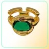 Design de niche européen et américain Highend Inralide Emerald Ring Femme Personnalité de mode exagérée