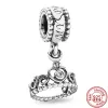 Bracelet à breloques en argent Sterling 925 pour femmes, perles, pendentif, arbre de lune, flocon de neige, couronne, tasse