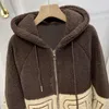 Giacche da donna Cappotto ampio in lana di agnello Studente Lettera Maglione di colore colpito Autunno Inverno Abbigliamento Taglie forti Fat MM Vento pigro Imitazione 8111159 231214