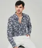 Camisas de vestido masculinas 2024 primavera verão camisa impressa regular ajuste manga longa negócios moda roupas masculinas my1009