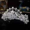 Hårklipp kristall brud krona huvudbonad lyxig bröllopstillbehör tiara metall mode hårkläder prom glänsande prinsessa kronor för kvinnor