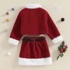 Kläderuppsättningar 3 7Y Kids Girls Plush Furry Warm Outfits Baby Long Sleeve Zipper Jacket Rockar Kjol med Belt Barn Vintkläder 231215