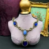 Chaînes accessoires médiévaux Vintage verre coloré bonbon rétro Style de cour conception de verrouillage collier émeraude bijoux