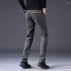 Men's Pants Korea Style High Quality Mens Classic Casual Business Straight Trousers Slim Fit Plaid Suit Pencil