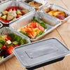 Wyjmij pojemniki na lunch Plastikowe jedzenie z pokrywkami Uchwyty jednorazowe posiłki przygotowuj naczynia