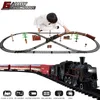 Diecast modelo carro elétrico trem de natal brinquedo conjunto carro trilhos locomotiva a vapor motor diecast modelo educacional jogo menino brinquedos para crianças 231214