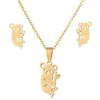 Ketting Oorbellen Set 20 set/partij Rvs Goud Zilver Kleur Koala Hanger Ketting Stud Oorbel Voor Vrouwen Sieraden Groothandel