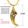 14k Yellow Gold Dragon Head Pendant Necklace Wolf Tooth Amulets And Talismans Cool Necklace For Women And Men