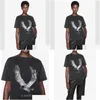 T-shirt da donna 2023 Niche Eagle Stampa T Shirt Fried Snowflake Colore Lavaggio Designer Tee Donna Nero a maniche corte Top S Drop Deliver Dhqh0