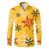 Men's Casual Shirts Long Sleeve Shirt Christmas Snowflake Stretch Top For Men Korean Fashion Beachwear Art 3d Digital Print