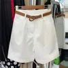 Women's Shorts Cotton Khaki Workwear Shorts Women's Summer Outerwear New Loose High Waist A- Line Cropped Wide Leg Shorts FeL231215