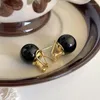 Studörhängen S'Steel 925 Sterling Silver Black Agate Ear Buckle For Women 2023 Luxur Korean Designer Gothic Promise Fina smycken