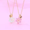 Collares colgantes 2 unids/set dulce azul rosa flor cadena amigos collar BFF amistad joyería infantil regalo para niñas 2023