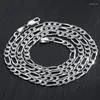 Kedjor REAL 925 Sterling Silver Necklace For Men 4mm Bredd Solid Figaro Link Hiphop/Rock Style 18-22 tums längd