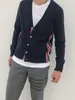 TB cachemire laine tricoté 2021 hiver/printemps pull épais 19ss gris Cardigan hommes et femmes ruban latéral Couple manteau