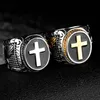 Wedding Rings Christian Holy Jesus Cross Unisex Prayer German Eagle Enamel Ring Templar For Women Men Stainless Steel Black Religi245a